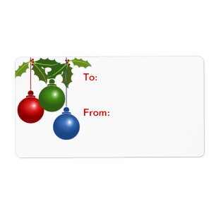 Self-Stick Gift Tag: Coloured Christmas Balls