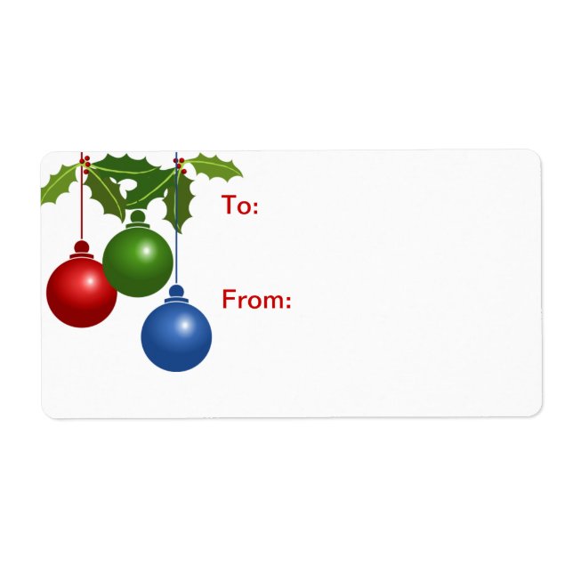 Self-Stick Gift Tag: Coloured Christmas Balls (Front)