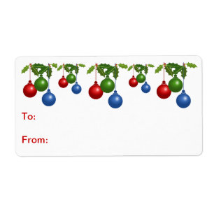 Self-Stick Gift Tag: Coloured Christmas Balls