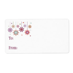 Self-Stick Gift Tag: Coloured Christmas Snowflakes