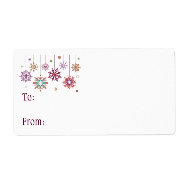 Self-Stick Gift Tag: Coloured Christmas Snowflakes (Front)