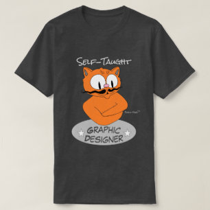 Self-Taught GRAPHIC DESIGNER Moustache Cat T-Shirt