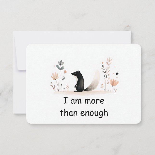 Self-Worth Skunk Woodland Animal Affirmation Card (Front)