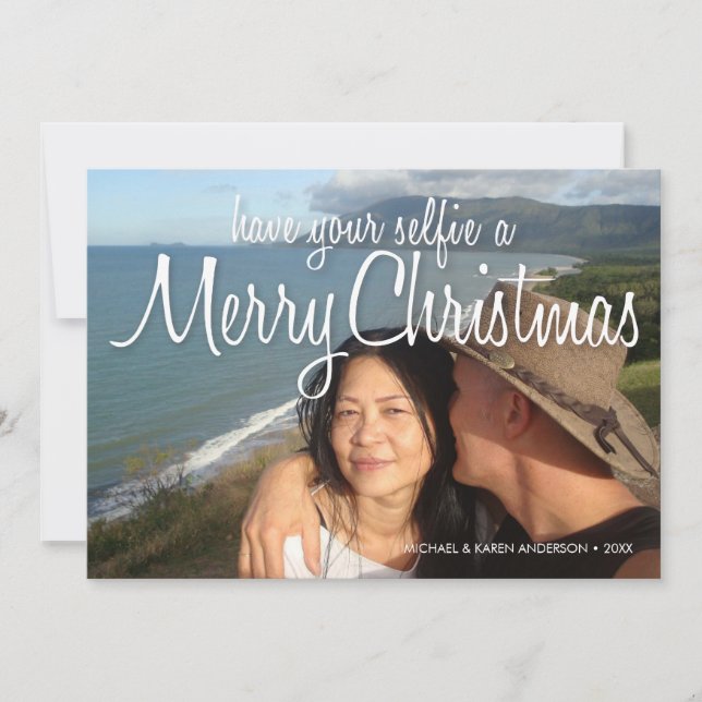 Selfie a Merry Christmas Photo Card: Horizontal Holiday Card (Front)