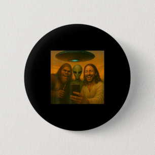 Selfie Bigfoot Jesus Alien - Cryptid Funny Sasquas 6 Cm Round Badge