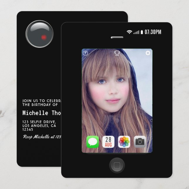Selfie Birthday Party Photo Invitation (Front/Back)