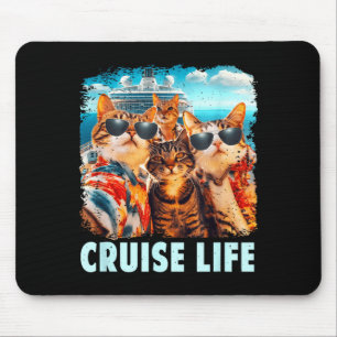 Selfie Cat Fun Cruise Buddies Ship Vacation Mouse Mat