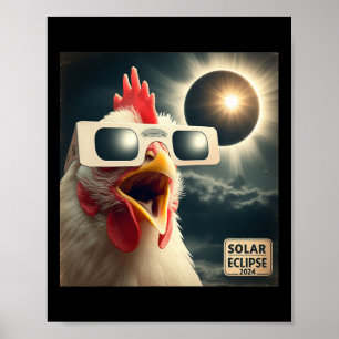 Selfie Chicken Kids Mens Solar Eclipse Poster