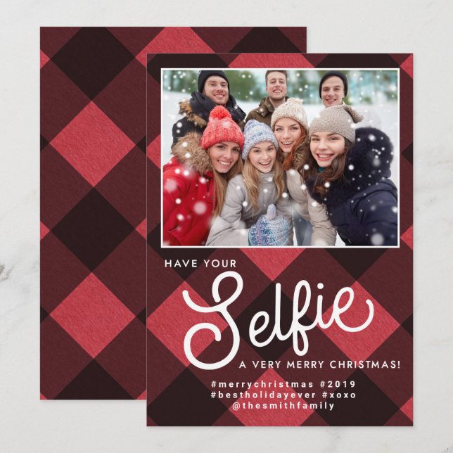 Selfie Christmas Card, Selfie Holiday Card, Selfie Invitation (Front/Back)