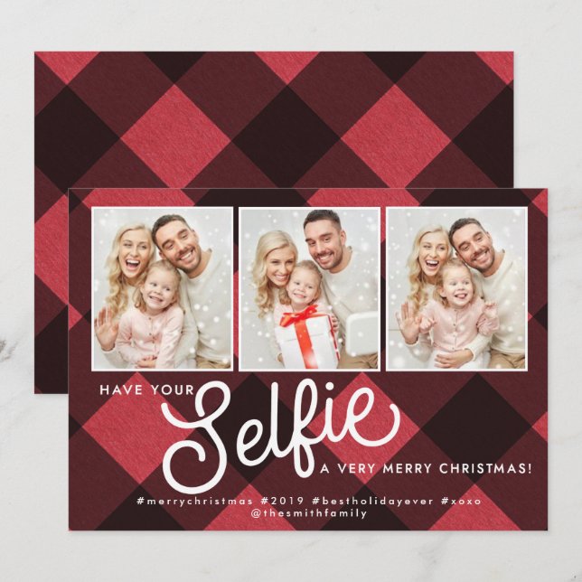 Selfie Christmas Card, Selfie Holiday Card, Selfie Invitation (Front/Back)