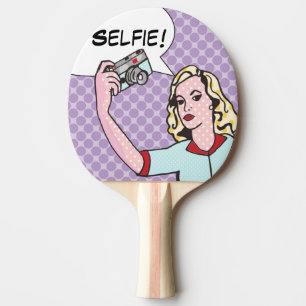 Selfie Comic Book Ping Pong Paddle
