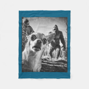 Selfie Cryptid Chihuahua Humor Sasquatch Bigfoot Fleece Blanket
