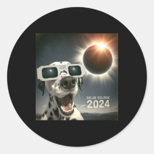 Selfie Dalmatian Kids Mens Solar Eclipse Dog  Classic Round Sticker