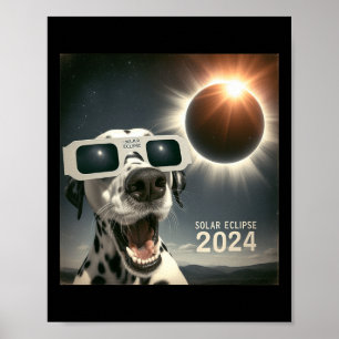 Selfie Dalmatian Kids Mens Solar Eclipse Dog Poster