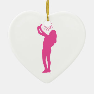 Selfie Girl Graphic Ceramic Tree Decoration