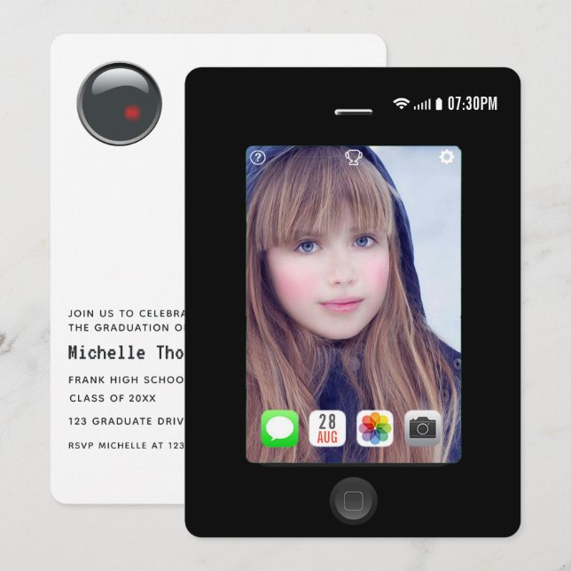 Selfie Graduation Party Photo Invitation (Front/Back)