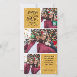 sELFie Greetings, Changeable Gold, 3 Photos Holiday Card