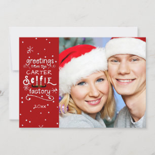 sELFie Greetings, Changeable Red, Frosted Overlay Holiday Card