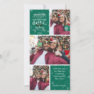 sELFie Greetings in White, Changeable Green Colour Holiday Card