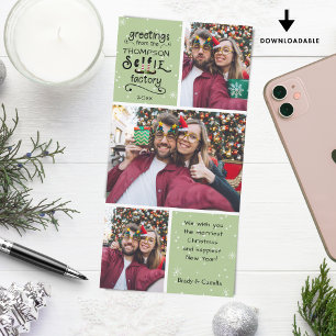 sELFie Greetings, Snow on Green, 3 Photos Holiday Card