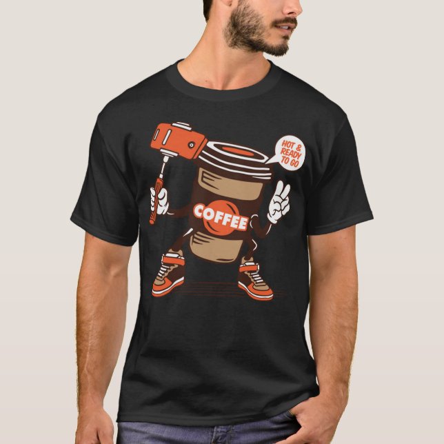 Selfie hot coffee cup to go T-Shirt (Front)