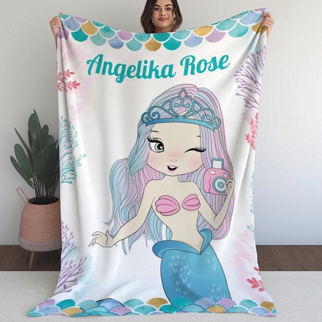 Selfie Mermaid with Coral Reef Blanket for Girls (Selfie Mermaid with Coral Reef Blanket for Girls (L))