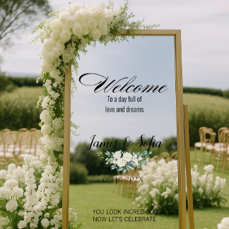 Selfie Mirror Wedding Welcome Reception Floral Window Cling