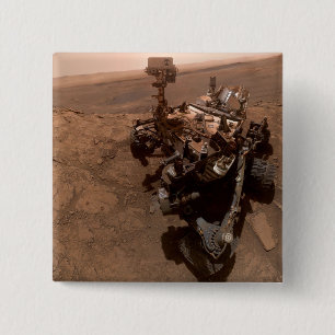 Selfie NASA Mars Curiosity Rover Laboratory 15 Cm Square Badge