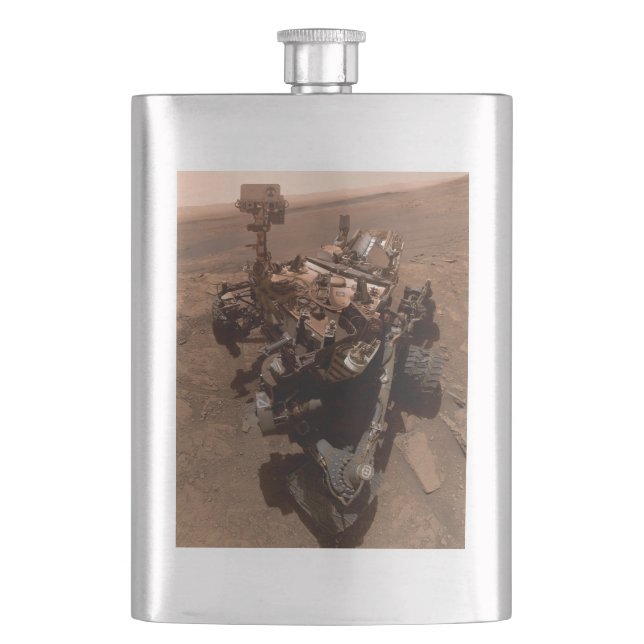Selfie of Mars Curiosity Red Martian Landscape Hip Flask (Front)