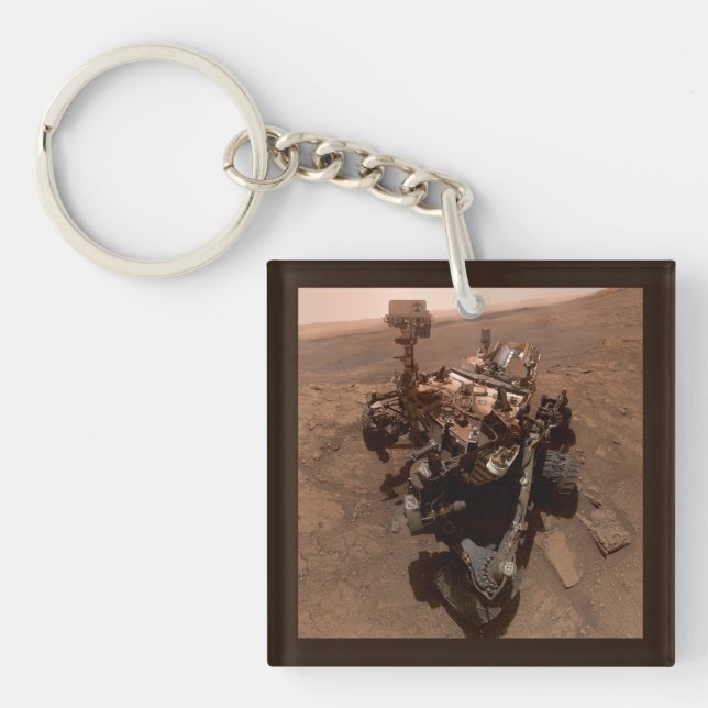 Selfie of Mars Curiosity Red Martian Landscape Key Ring (Front)