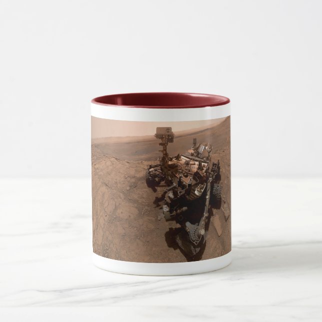 Selfie of Mars Curiosity Red Martian Landscape Mug (Center)