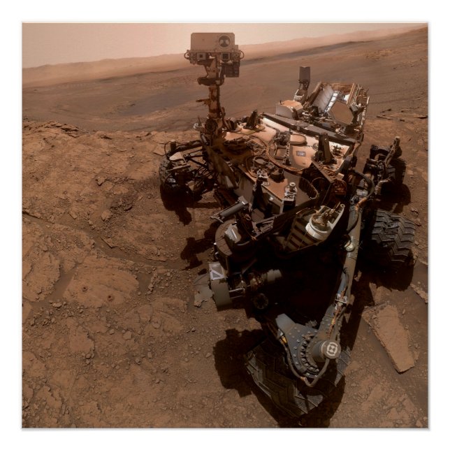 Selfie of Mars Curiosity Red Martian Landscape Poster (Front)