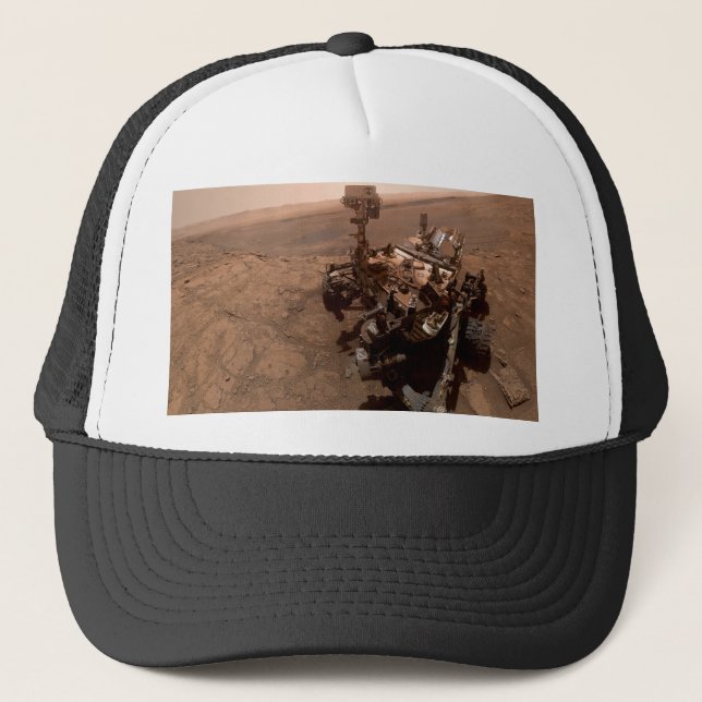 Selfie of Mars Curiosity Red Martian Landscape Trucker Hat (Front)