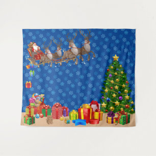Selfie Photo Christmas Santa Gift Drop Tapestry
