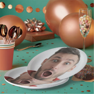 Selfie Photo Upload   Your Face Fun Party Paper Plate