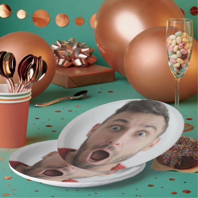Selfie Photo Upload | Your Face Fun Party Paper Plate (Multi)
