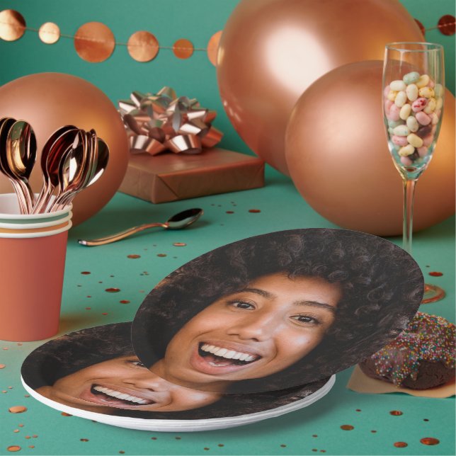 Selfie Photo Upload | Your Face Fun Party Paper Plate (Multi)