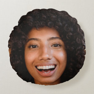 Selfie Photo Upload   Your Face Fun Party Round Cushion