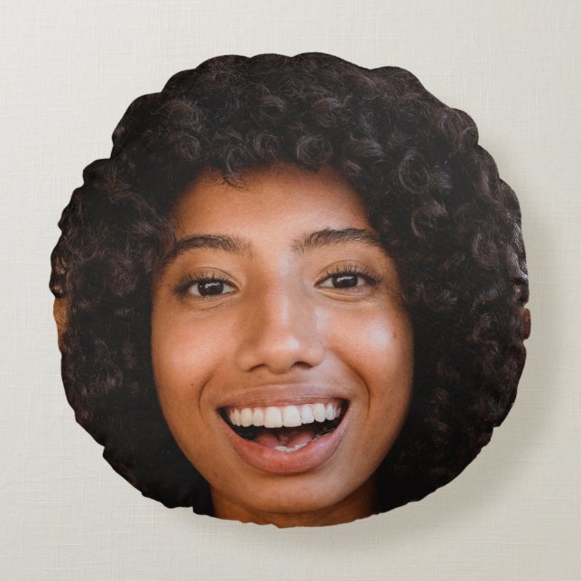 Selfie Photo Upload | Your Face Fun Party Round Cushion (Front)
