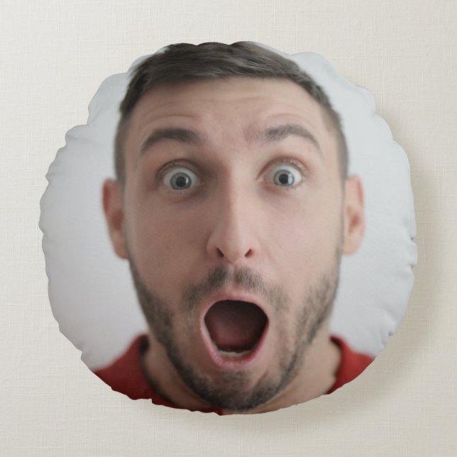 Selfie Photo Upload | Your Face Fun Party Round Cushion (Front)