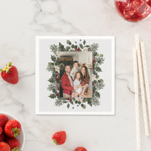 Selfie Photo Upload   Your family Fun Party Napkin