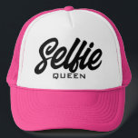 Selfie Queen Funny Pink Trucker Hat<br><div class="desc">Selfie Queen Funny Pink Trucker Hat for women and girls. Custom pink baseball cap for those who love talking pictures. Stylish hand lettering design. Available in other cool colours too. Fun Birthday gift idea for friends,  family,  teen,  teenager,  sister,  girlfriend etc.</div>