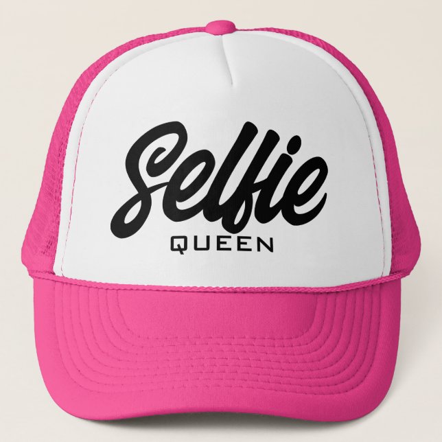Selfie Queen Funny Pink Trucker Hat (Front)