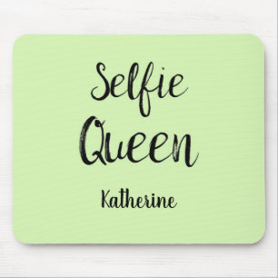 Selfie Queen Name Personalised Apple Lime Green Mouse Mat