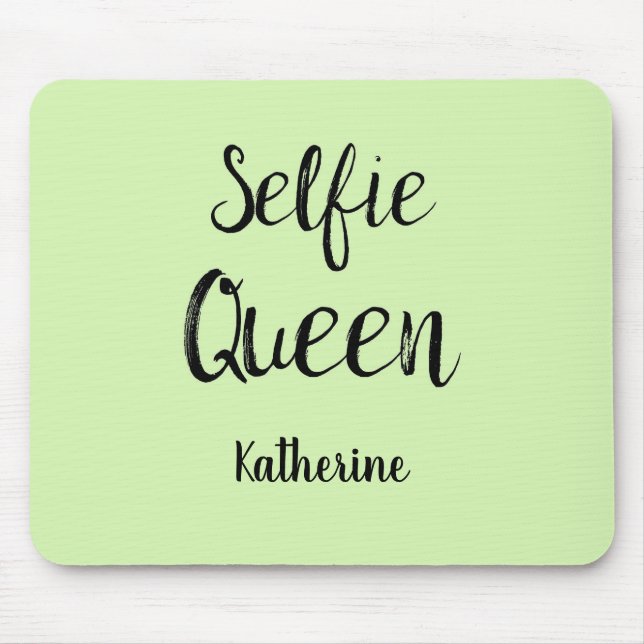 Selfie Queen Name Personalised Apple Lime Green Mouse Mat (Front)