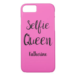 Selfie Queen Name Personalised Bright Pink Fuchsia iPhone 8/7 Case
