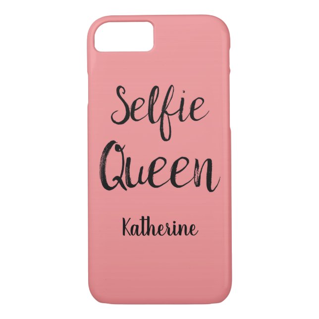 Selfie Queen Name Personalised Coral Orange Case-Mate iPhone Case (Back)