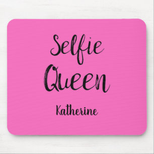 Selfie Queen Name Personalised Fuchsia Hot Pink Mouse Mat