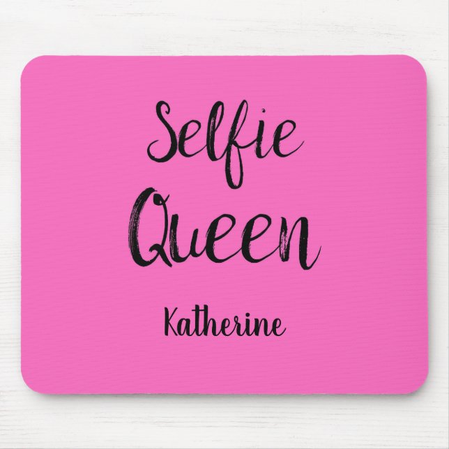 Selfie Queen Name Personalised Fuchsia Hot Pink Mouse Mat (Front)