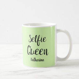 Selfie Queen Name Personalised Lime Green Coffee Mug
